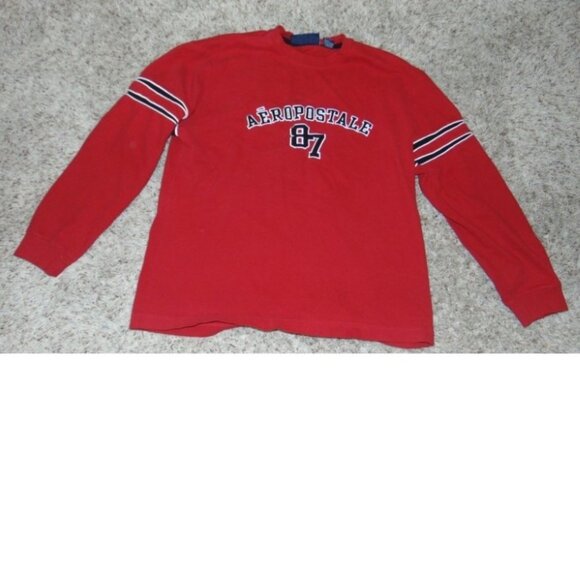 Mens Aeropostale Sweatshirt Large Red Logo Crewneck Long Sleeve Pullover - Picture 1 of 3